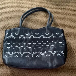 Frankie & Johnnie Black and White Geometric Pattern Mini Tote Bag